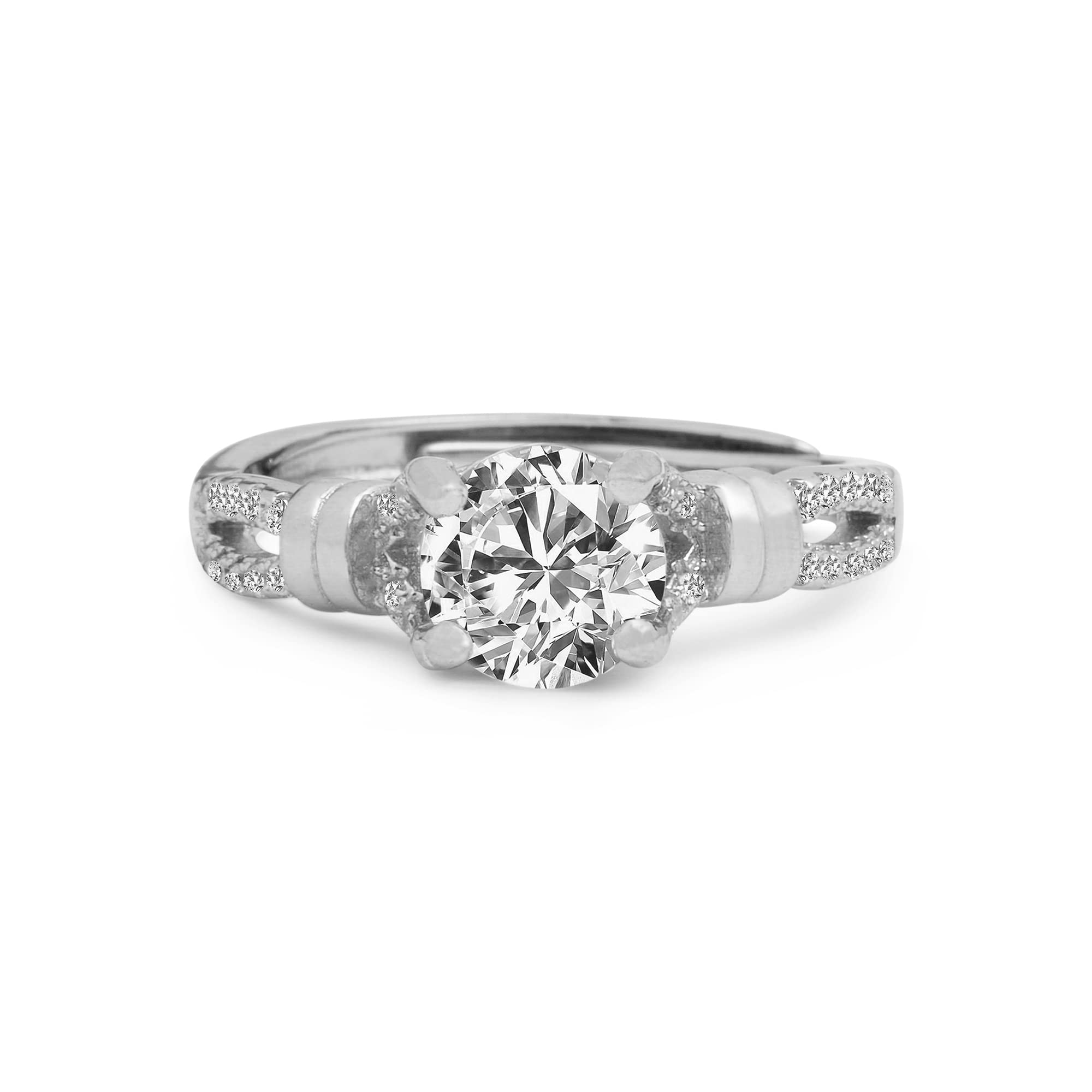 GIVA 925 Silver Zircon Studded Ring , Adjustable | Gifts for Girlfriend, Rakhi Rakshabandhan Gift for Sister Bhabhi , Gifts for 