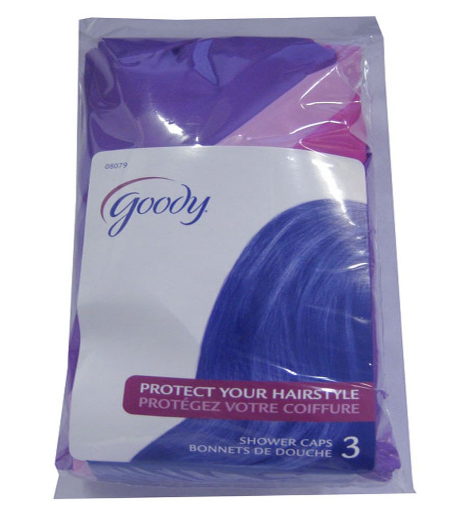 Goody 3 Pk Shower Caps Assorted Colors