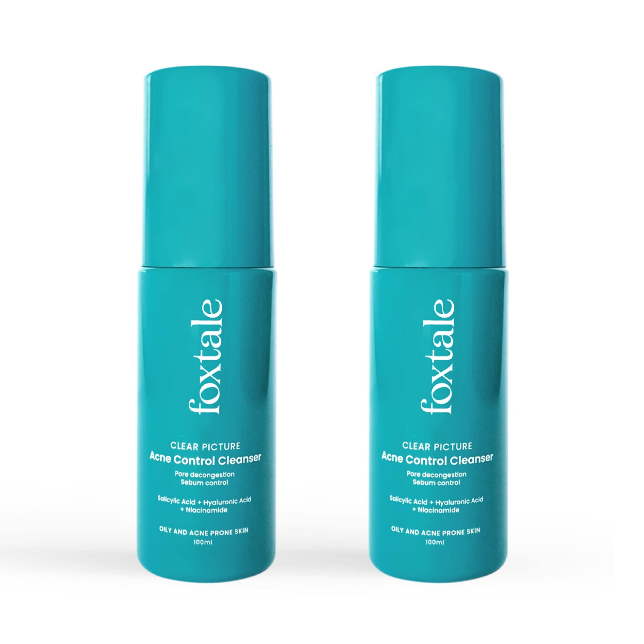 Foxtale- (Pack Of 2) 2% Salicylic Acid Face Wash For Oily & Acne Prone Skin With Niacinamide, Hyaluronic Acid | Anti Acne Cleans