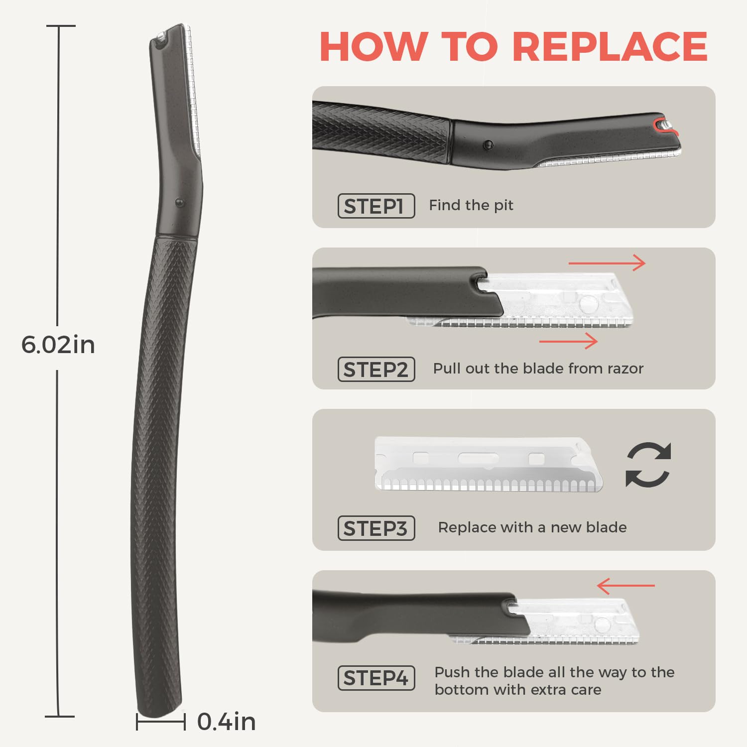 Zomchi Eyebrow Razor, Face Razors For Women&Men, Eyebrow Trimmer Shaper With Precision Cover,Facial Shaver With 6 Blades (Black)