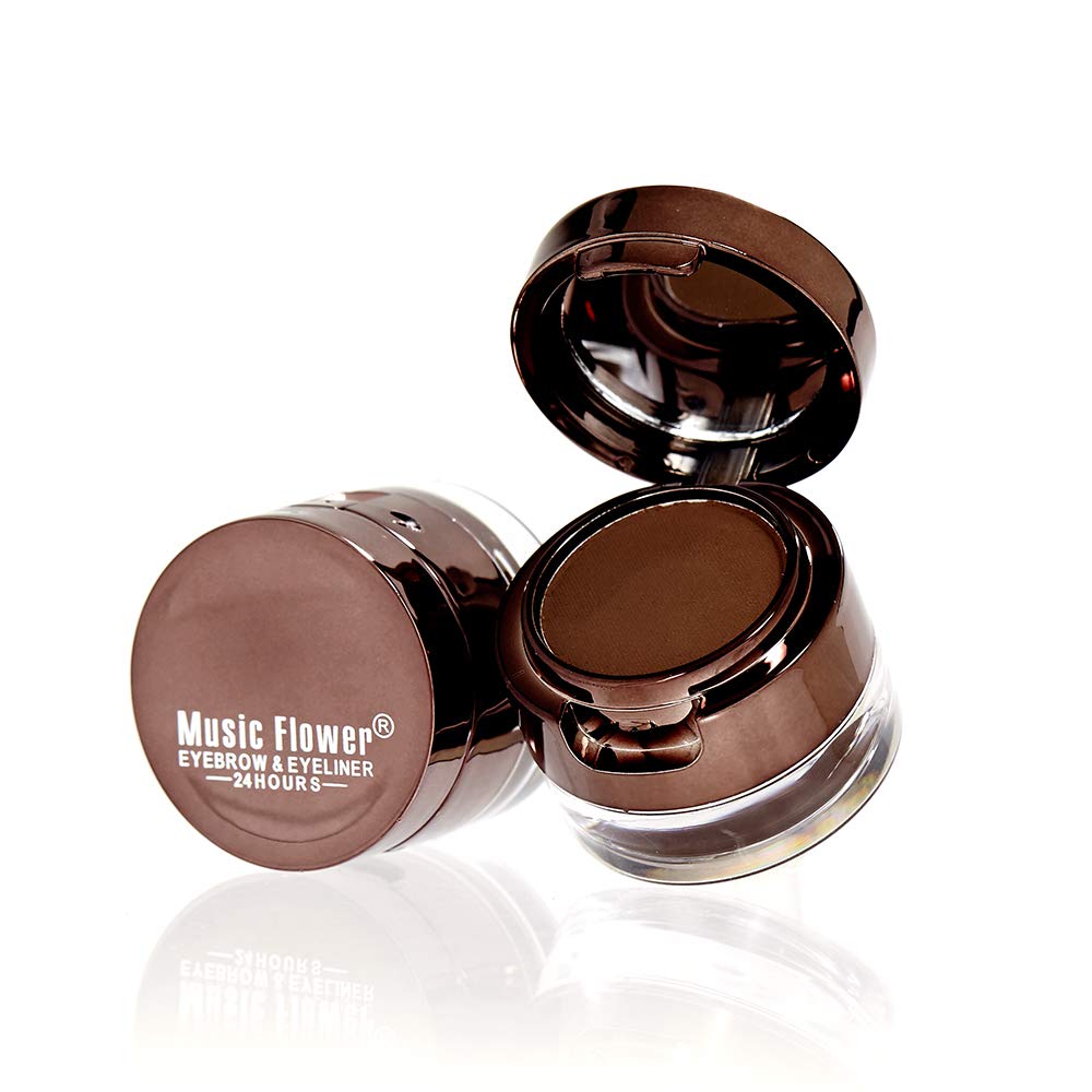 Music Flower Gel Eyeliner Eyebrow Powder, Black And Brown Waterproof Smudgeproof Long Lasting Makeup Eyeliner Gel With Brush Mir