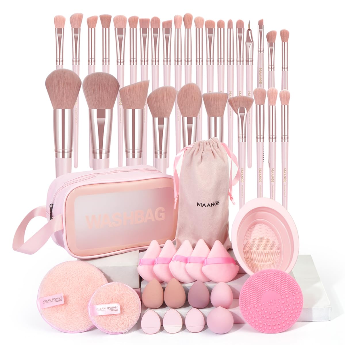 MAANGE Makeup Brush Set 49 Pcs Makeup Tool Set Premium Synthetic Foundation Powder Concealers Eye shadows Blush Makeup Brushes (