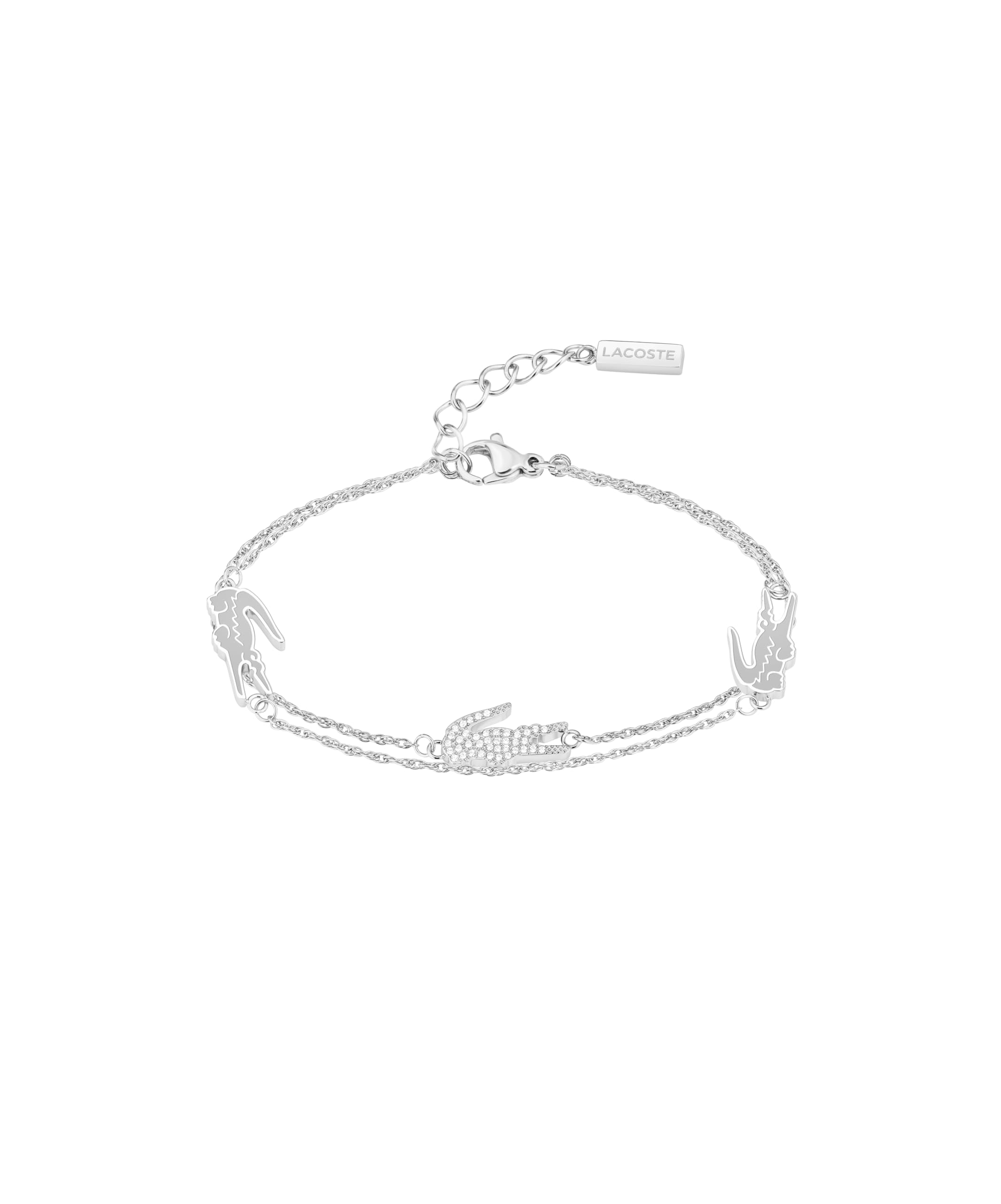 Lacoste Crocodile - Cord and Chain Bracelet for Women - Stainless Steel Jewelry, Adjustable Design - Iconic Style, Striking Coll