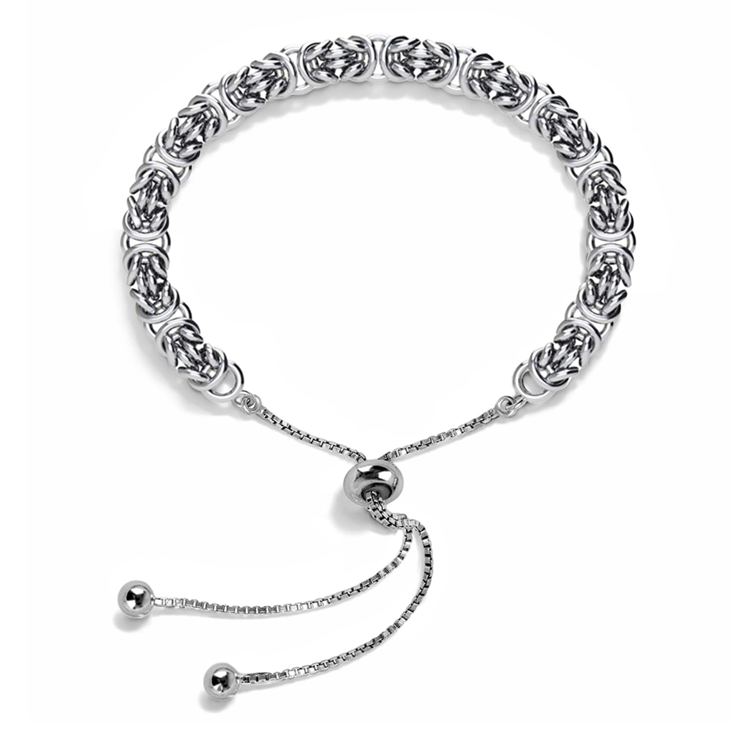 Truesilver Acpl WomenS 925 Sterling Silver Bis Hallmarked Sliding Bolo Byzantine Bracelets