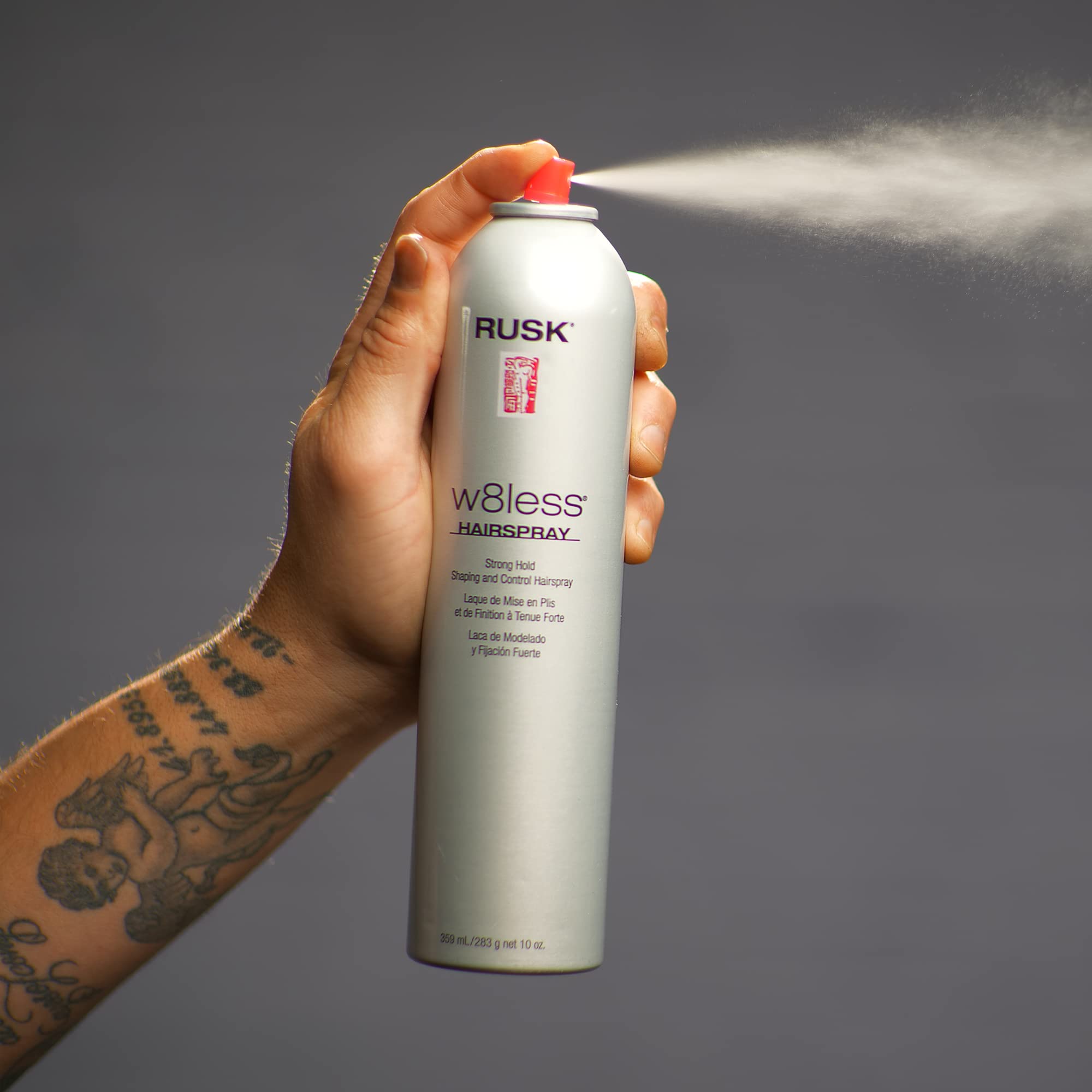 Rusk Designer Collection W8Less Strong Hold Shaping And Control Hairspray, 10 Oz, Provides Natural, Long-Lasting, Touchable Supp