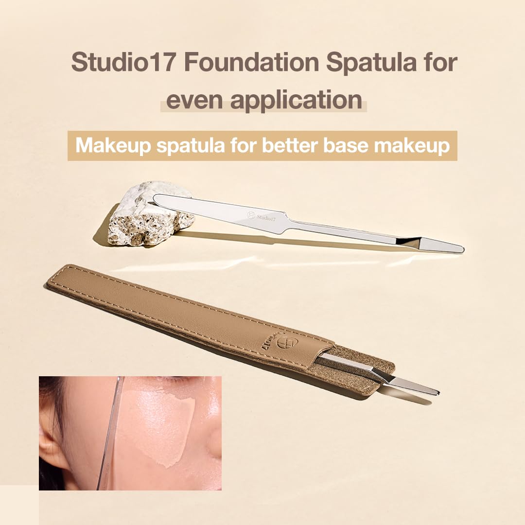 STUDIO17 Foundation Spatula Made of Stainless Steel | Professional Makeup Spatula for Even Application of Foundation | Double Ed