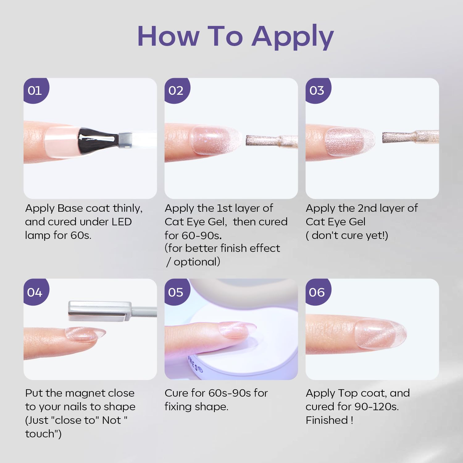 Modelones Cat Eye Gel Nail Polish, 15 Ml Glitter Purple Gel Polish With Magnet Spring Magentic Nail Polish Cateye Gel Polish Soa