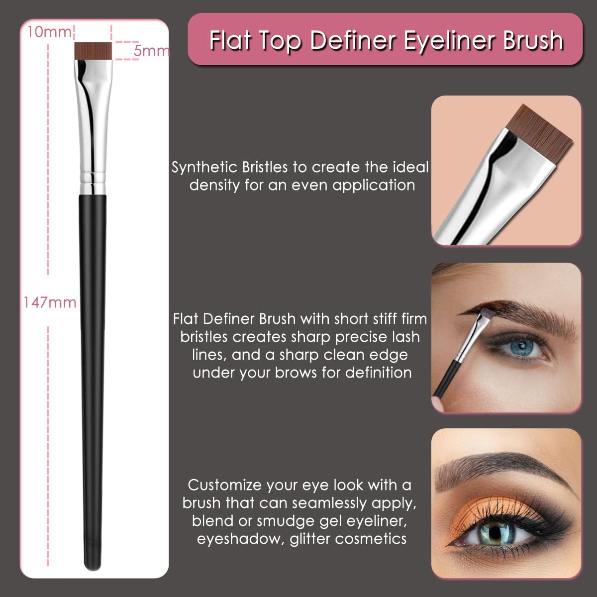KINGMAS 5pcs Eye Makeup Tools Set - Eyebrow Brush, Eyeliner Brush, Lash Separator, Comb, Spoolie - Plastic, A Variant, Model E-JM7719