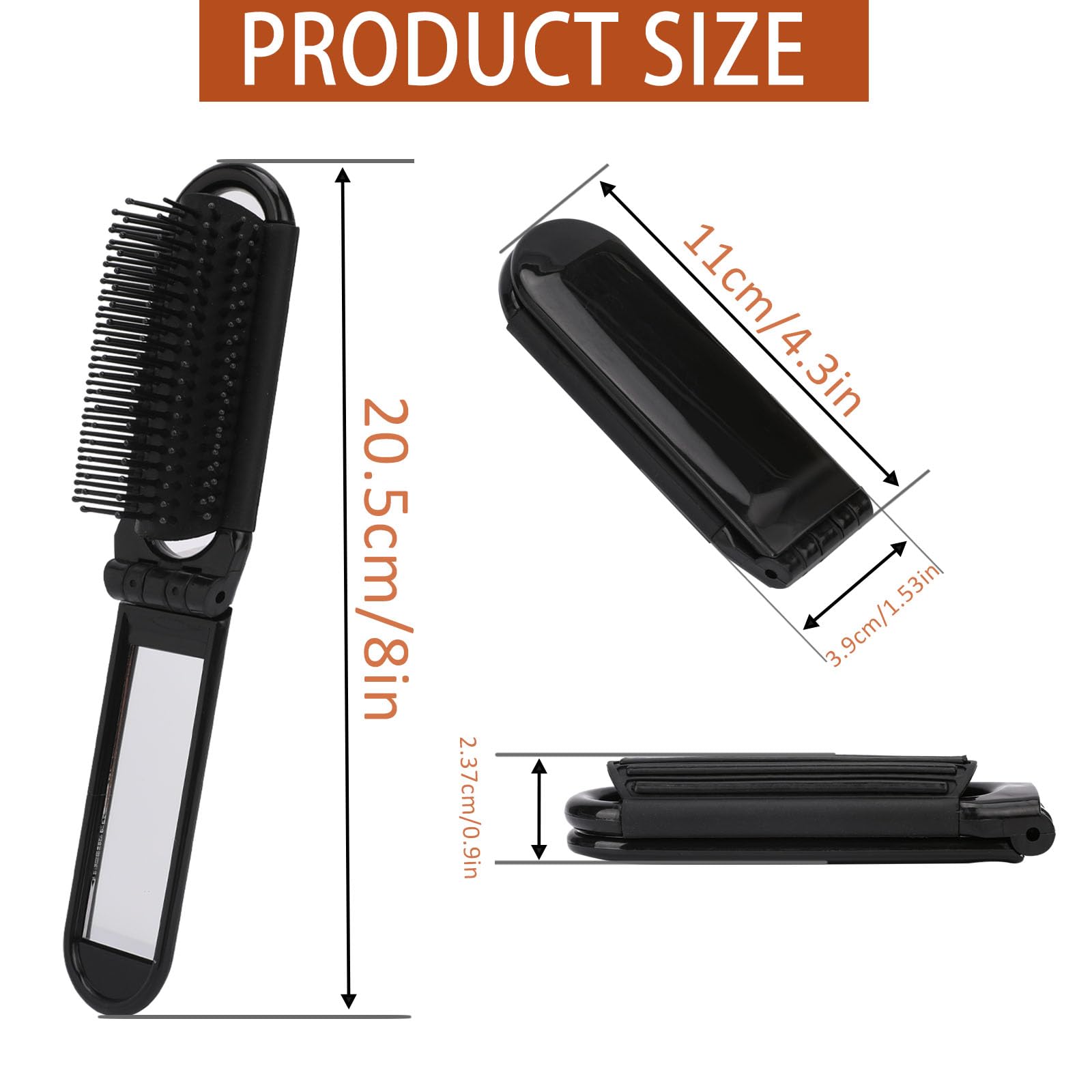 Travel Hair Brush With Mirror,2 Pack Folding Wet Hairbrush Travel Size Hair Massage Comb Compact Hair Brush Foldable Brush Pocke