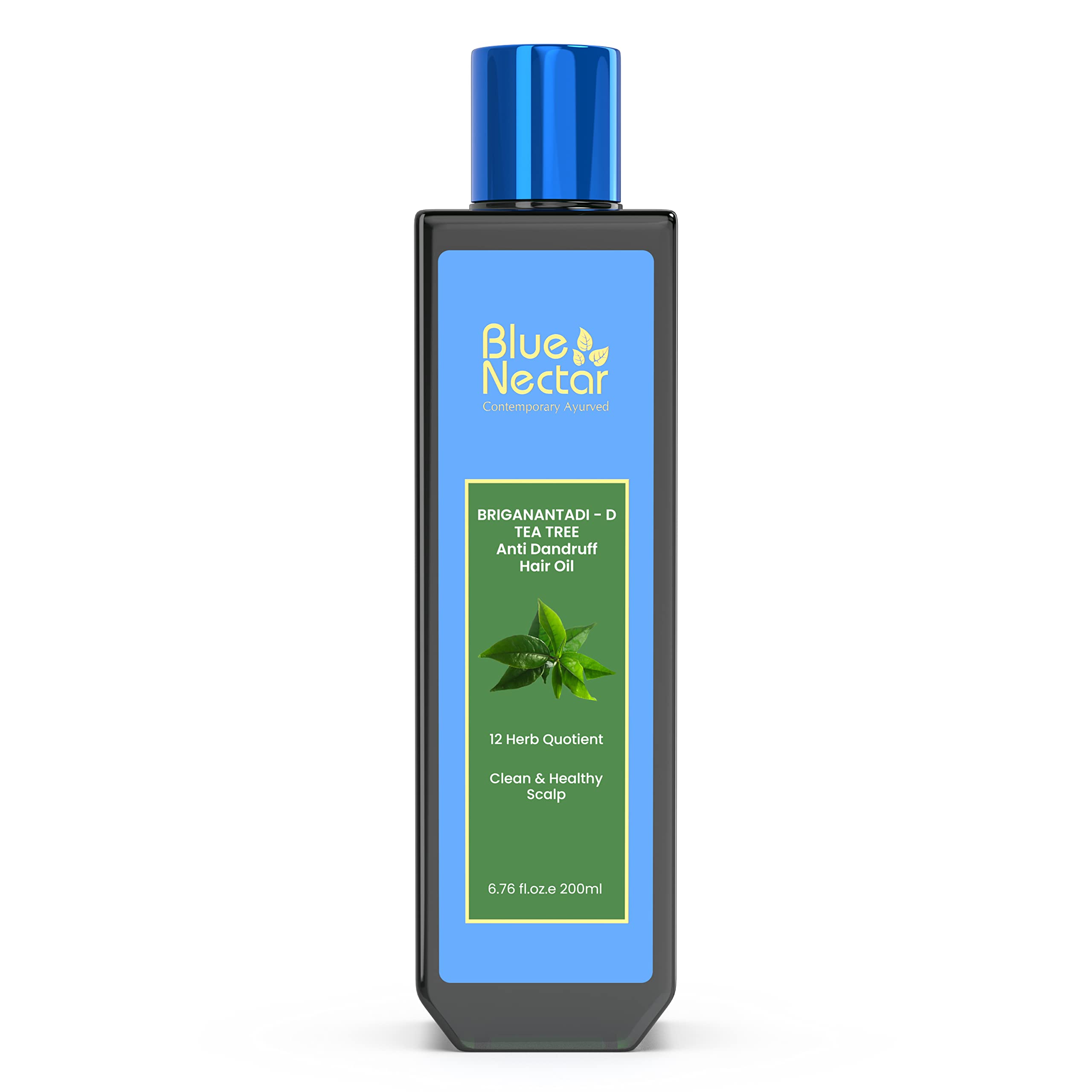Blue Nectar Anti Dandruff Hair Oil with Neem & Tea Tree| Ayurvedic Non-Stickyfor Dry Scalp | Plant Based for Men & Women (12 Her