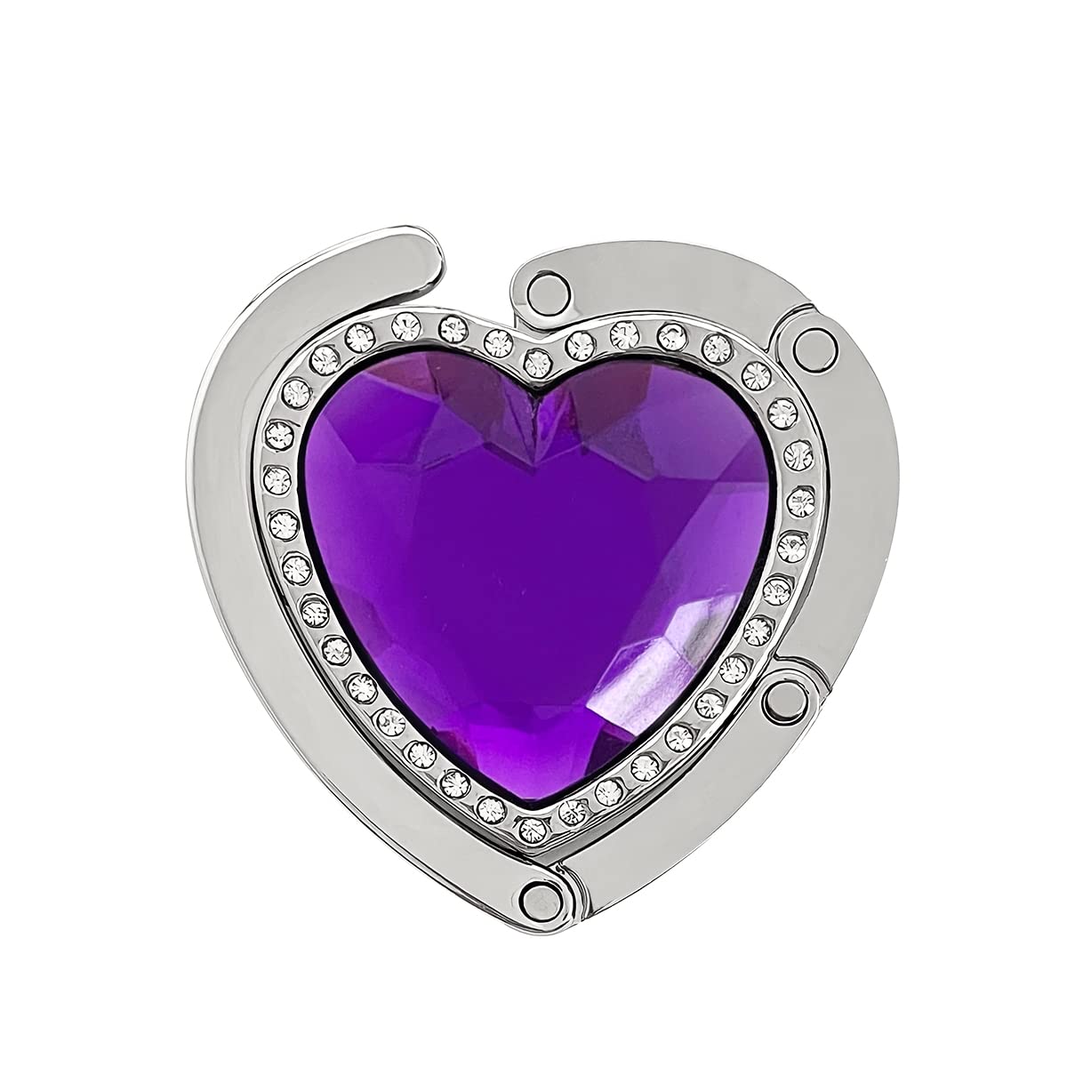 Wrapables Heart Shaped Purse Hook Hanger with Rhinestones, Purple