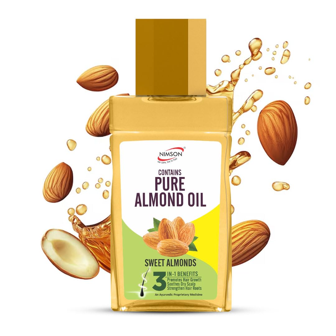 Nimson Almond Hair Oil  500Ml, Provides Damage Protection, Promotes Hair Growth & Scalp Health, NonSticky Formula, For Soft & 