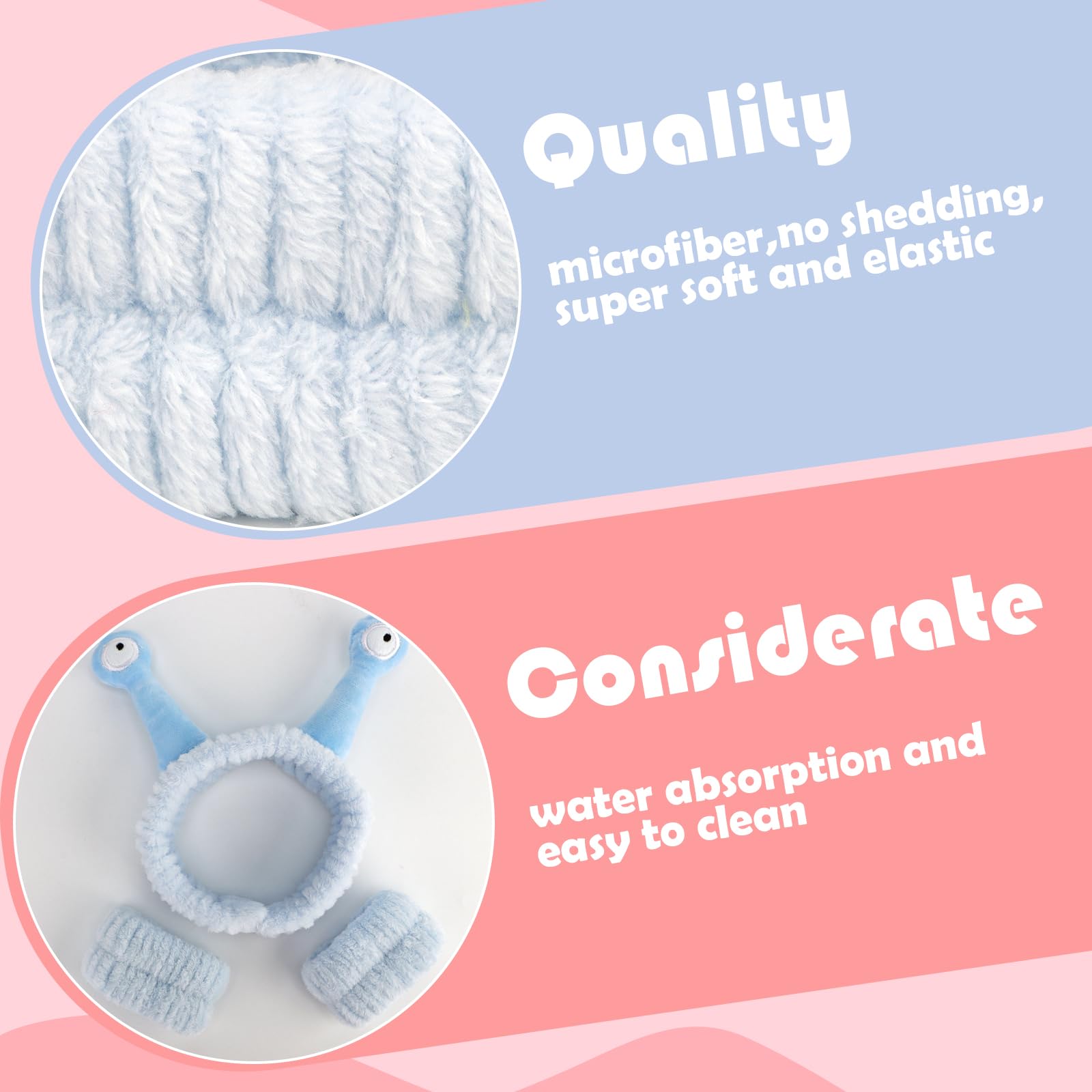 Canitor Snail Spa Headband Wrist Bands - Cute Animal Hair Accessories for Face Wash, Makeup Removal, and Skincare - Fun Gifts fo