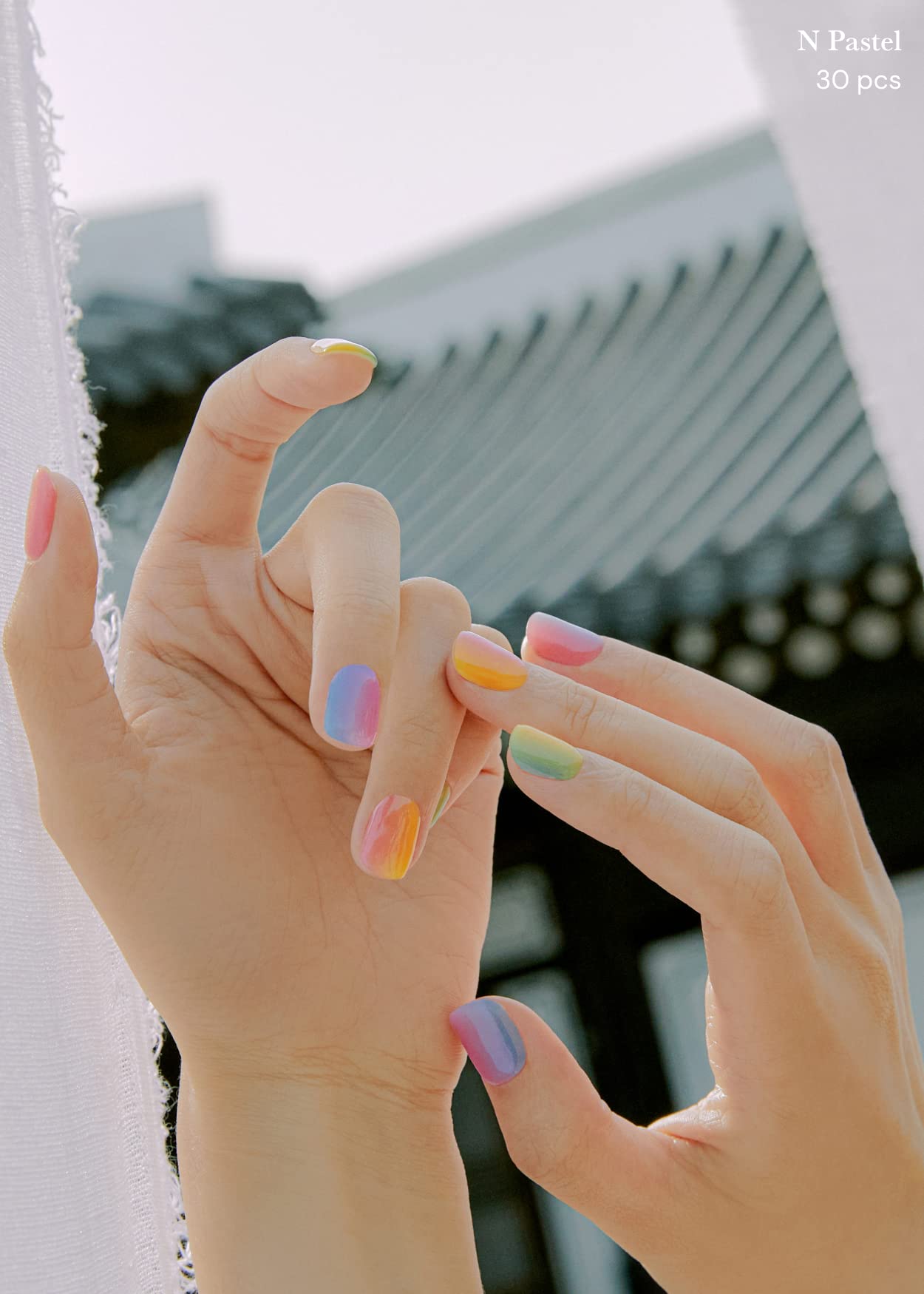 ohora Semi Cured Gel Nail Strips (N Lunar Eclipse) - Dark, Patterned, Works with UV/LED Lamps, Salon-Quality, Long Lasting, Easy