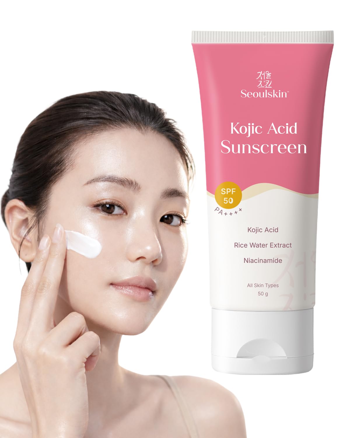 Seoulskin Kojic Acid Sunscreen SPF 50 PA ++++ | Helps Fade Dark Spots & Pigmentation | Non  Sticky & Non Greasy | No White Cas
