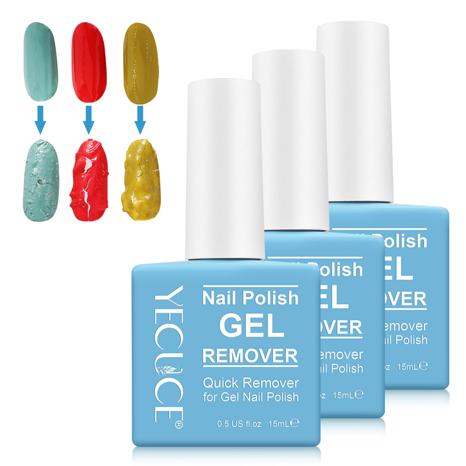 Gel Polish Remover for Nails (3pack), Easy & Quick Soak Off Gel Polish Remover in 3-5 Minutes, No Damage to Nails, for Salon & H