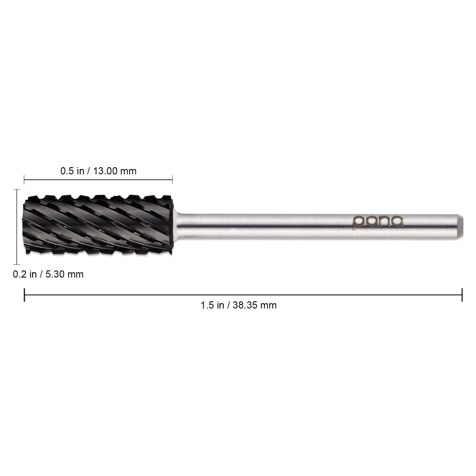 USA PANA Professional 3/32 Shank Size - Flat Top Small Barrel Carbide Bit - 5X Coarse Grit to Extra Fine Grit - Gold, Silver, DL