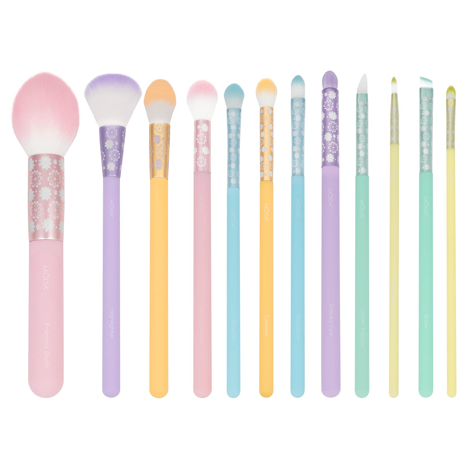 MODA Posh Pastel Signature 12pc Makeup Brush Kit, Face & Eye, Vegan