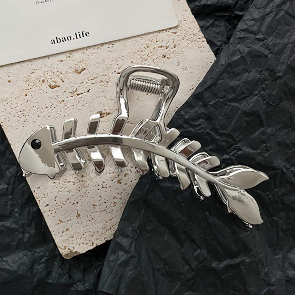 Metal Silver Fish Bone Shape Hairpins - Elegant Fishbone Hair Clips, Clamps, And Jaw Clamps For Thick Or Thin Hair Styling - Fre
