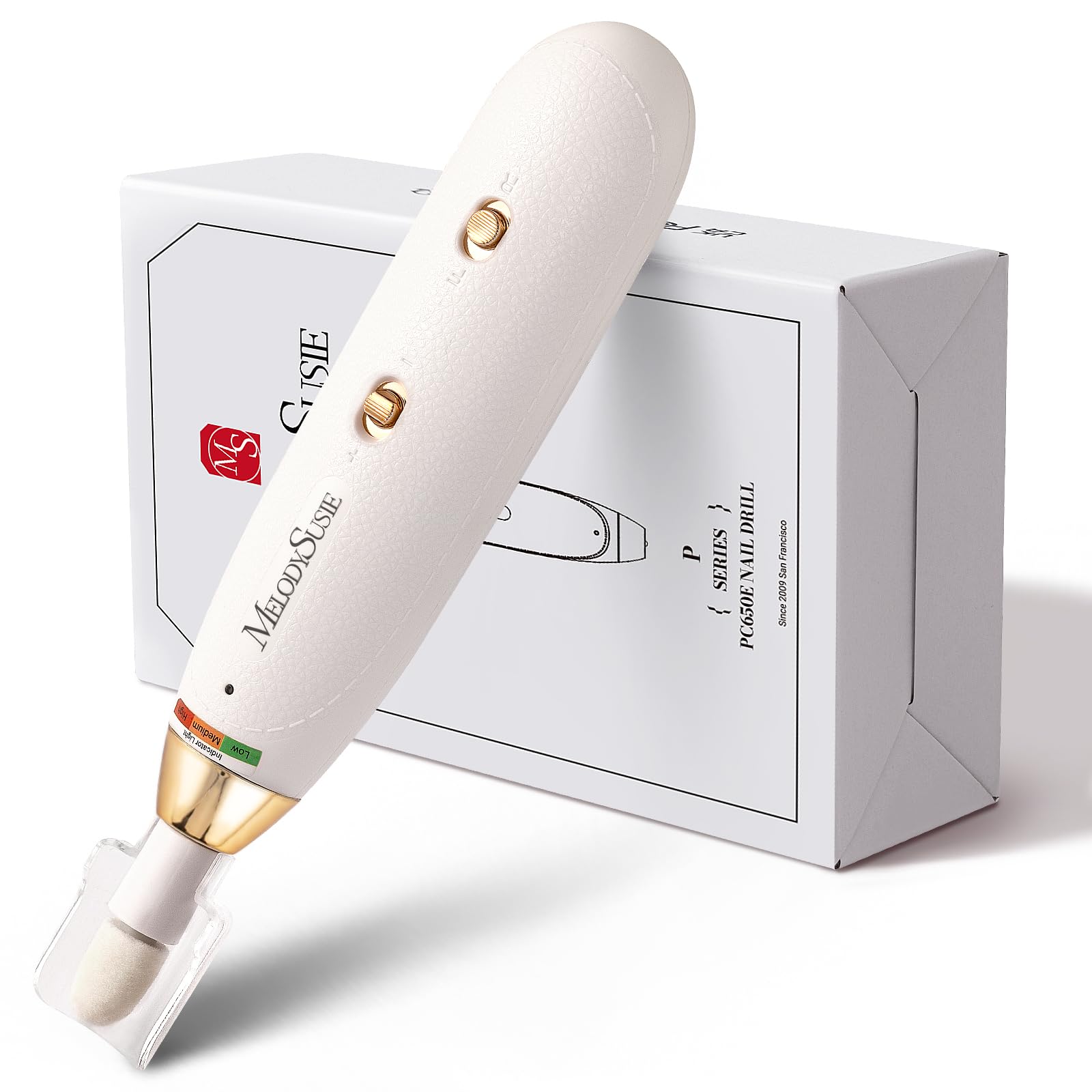 MelodySusie Professional Manicure Pedicure Kit, Cordless 8-in-1 Electric Nail Drill with 20 Speeds, Rechargeable E-File for Thic