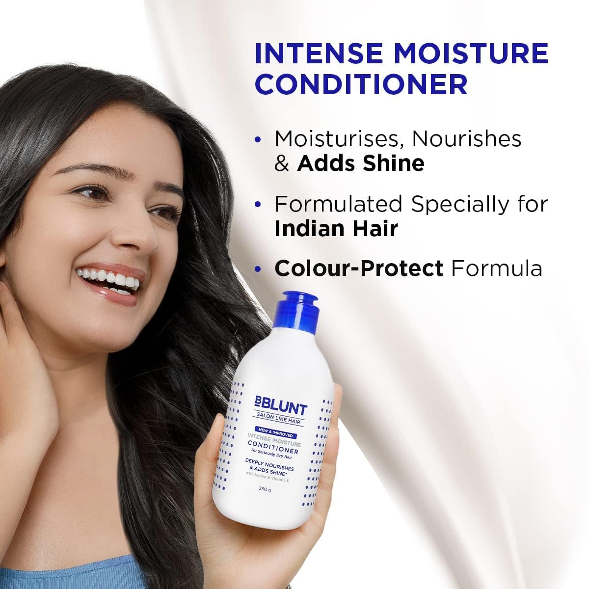 BBLUNT Intense Moisture Conditioner | with Vitamin E & Jojoba for Dry & Frizzy Hair | Deeply Nourishes & Adds Shine | Relieves D