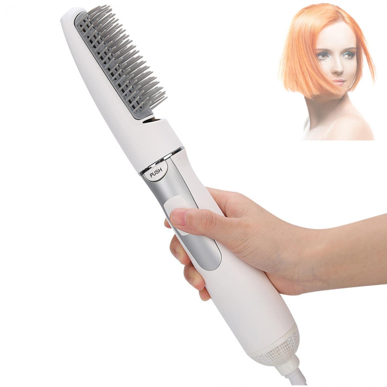 YUYTE Professional Electric Household Hair Dryer Styling Comb 2in1 Design Lightweight White 750W 3 Speeds Hot Air Brush for Wo