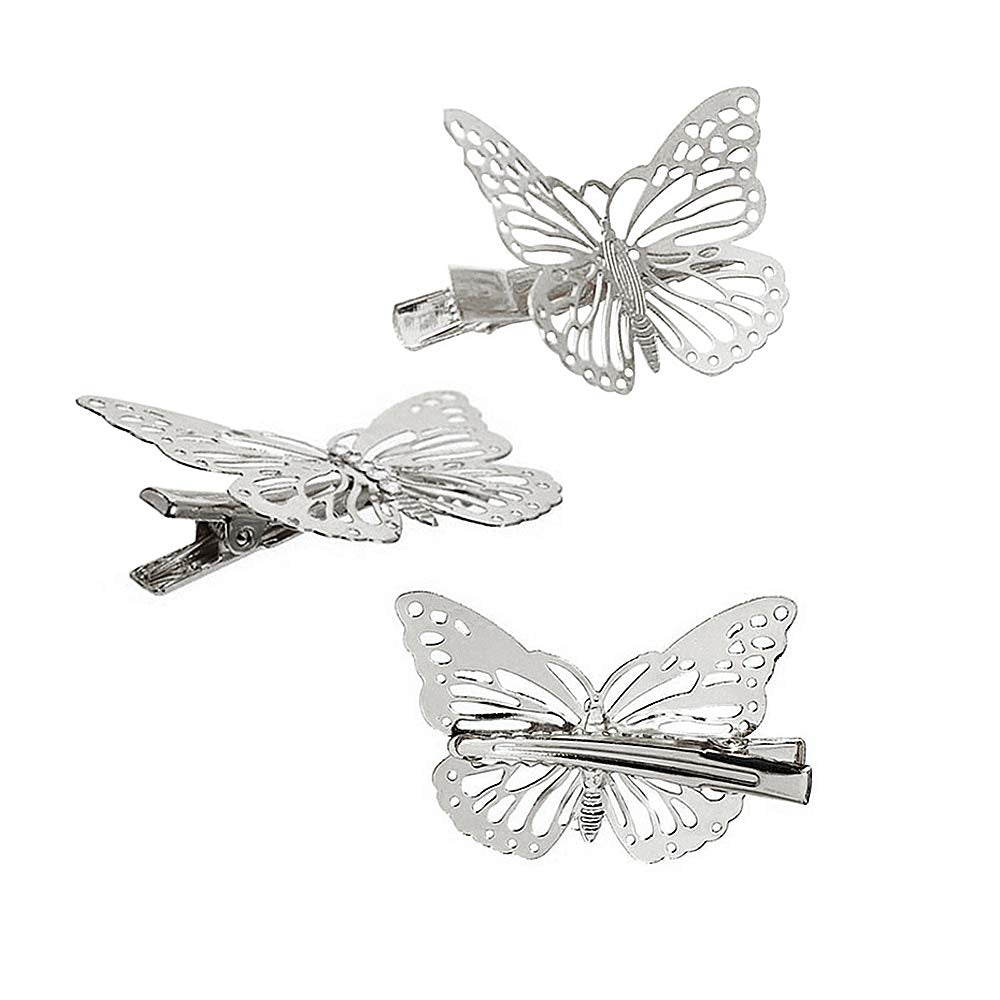 Obtanim Butterfly Hair Clips, 12 Pcs Cute Metal Butterfly Hair Claw Pins Barrettes Accessories For Girls And Women (Silver)