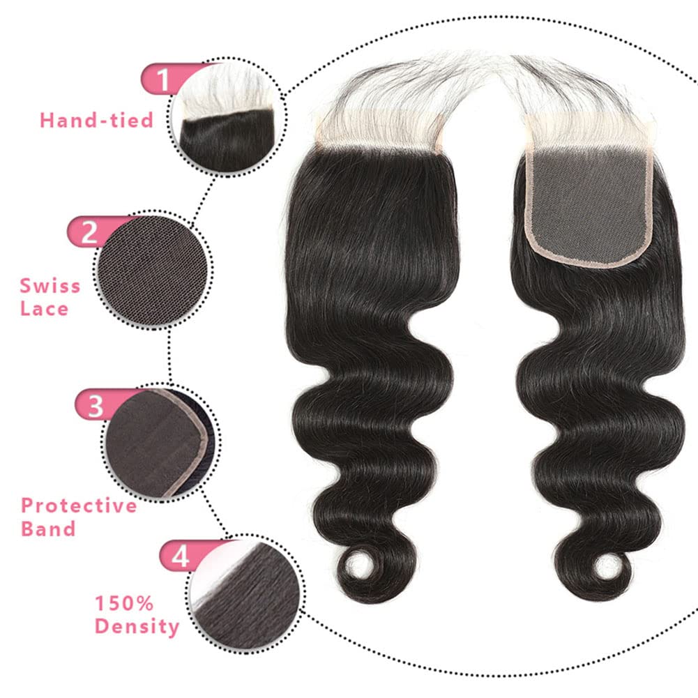 Body Wave Lace Closure Human Hair 10 Inch 4X4 Hd Lace Closure 100% Brazilian Virgin Human Hair Body Wave Transparent Lace Closur