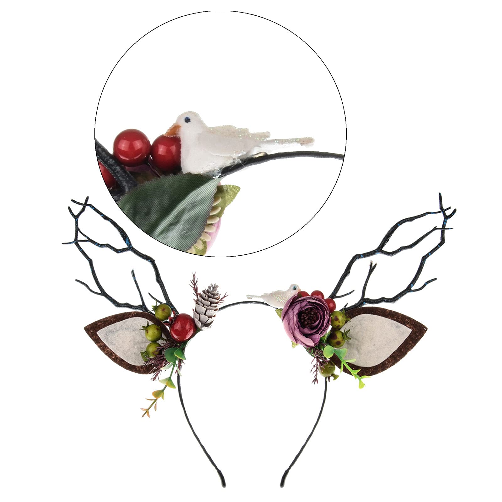 Toecwegr Christmas Reindeer Antlers Headband Hair Clips Hair Hoop Girl Holiday Beauty Headdress (Headband Antlers)