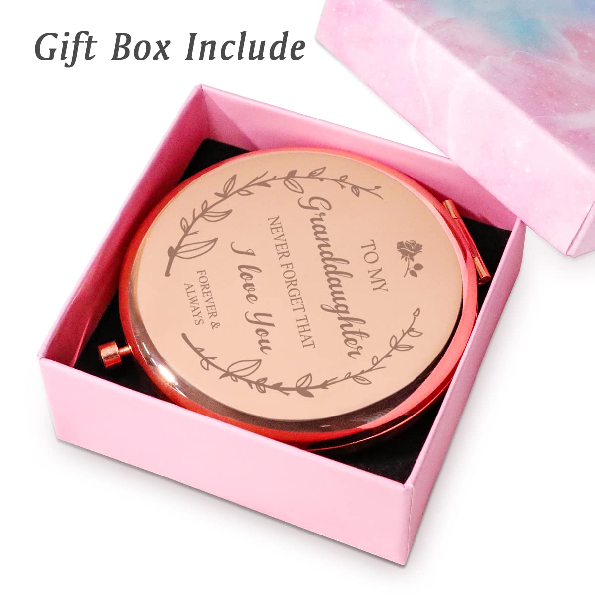 Mllxx Granddaughter Gifts From Grandparents Grandma Grandpa, I Love You Personalized Compact Mirrors Basket Stuffers, Sentimenta