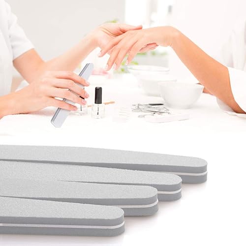 20Pcs Nail Buffer Block Sponge Washable Double Sided 100180 Sanding Buffing Files (gray)