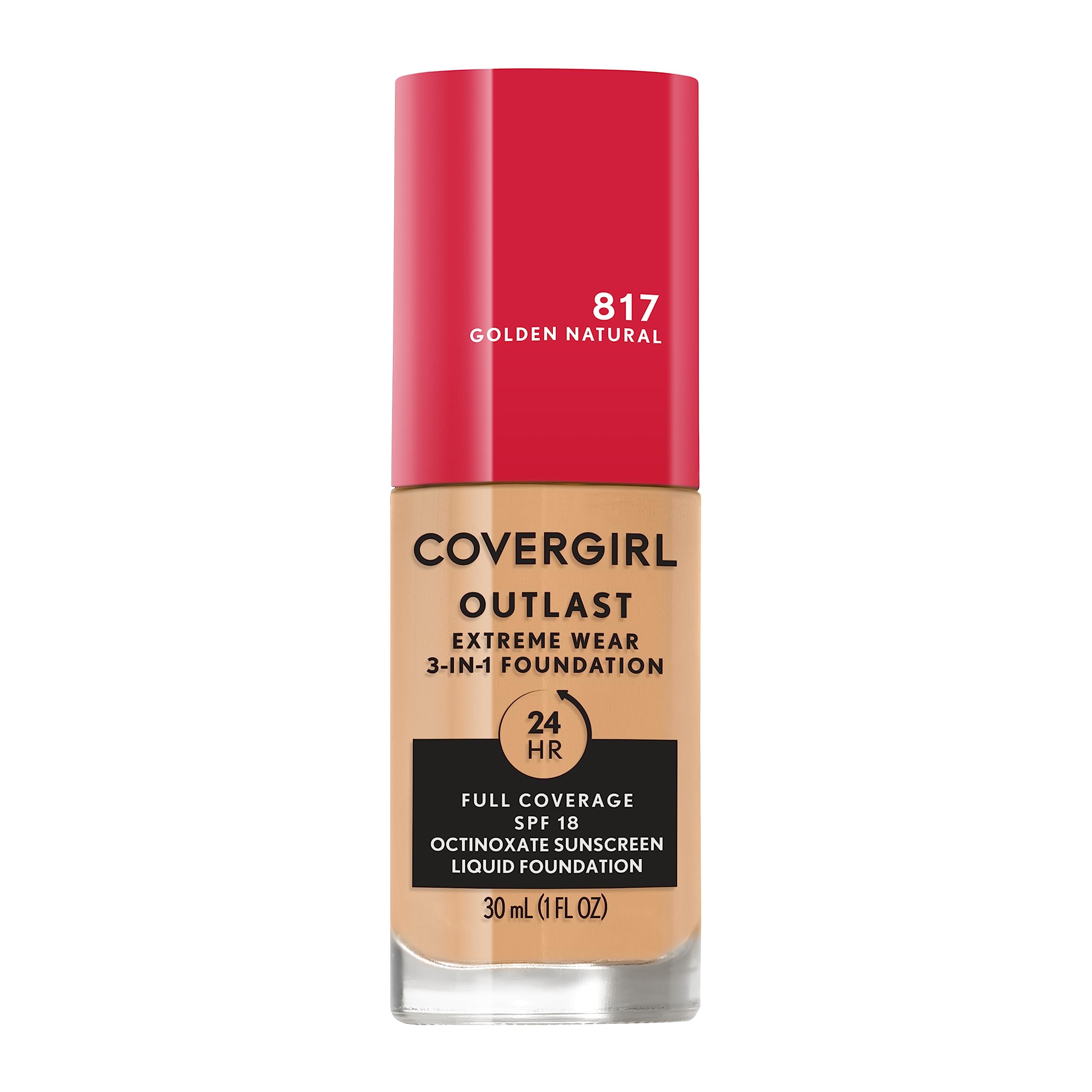 Covergirl Outlast Extreme Wear 3-In-1 Full Coverage Liquid Foundation, Spf 18 Sunscreen, Golden Natural, 1 Fl. Oz.