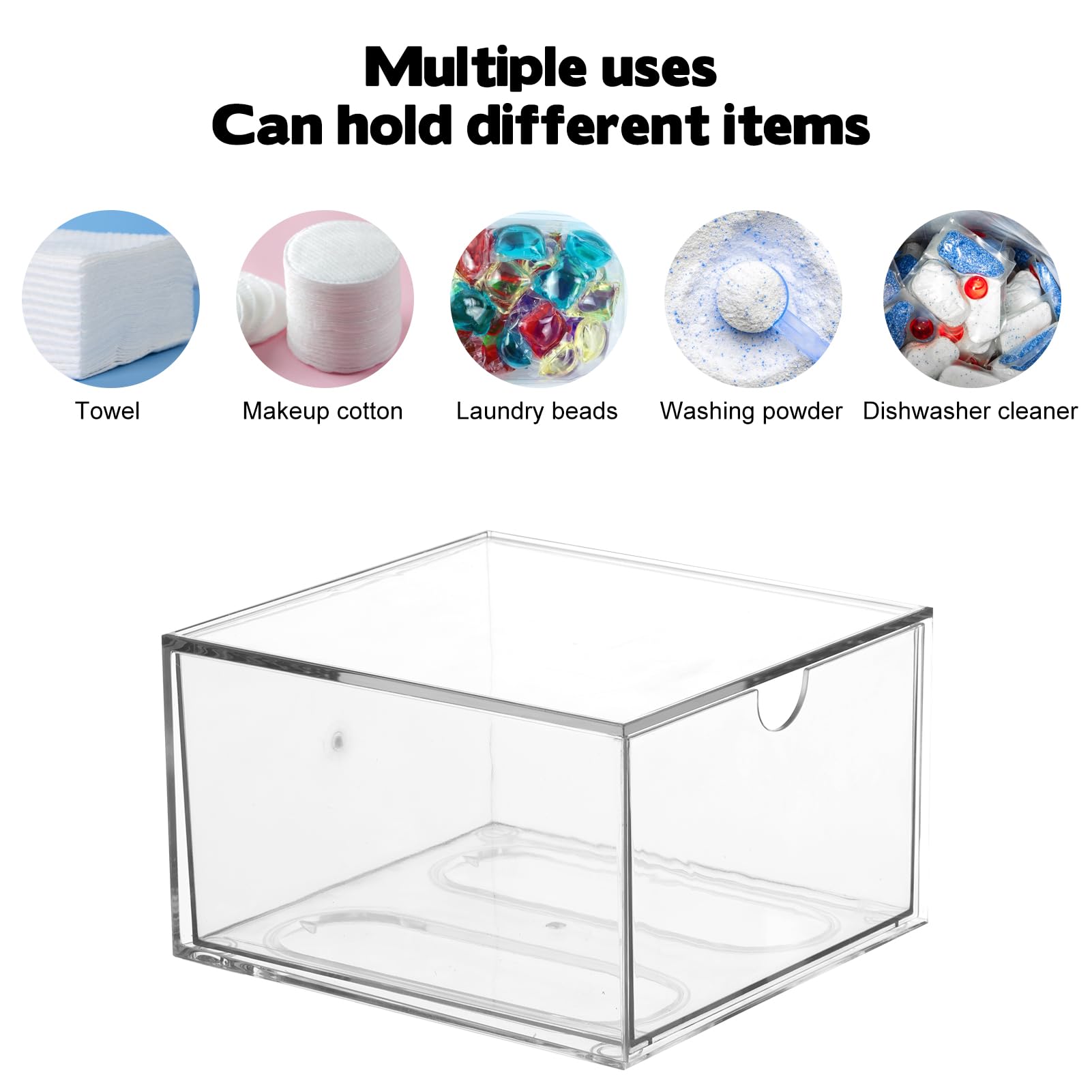Rainmae Disposable Face Towel Holder, Face Towel Storage Box Bin, Stackable Clear Makeup Organizer with Drawer for Clean Skin Cl