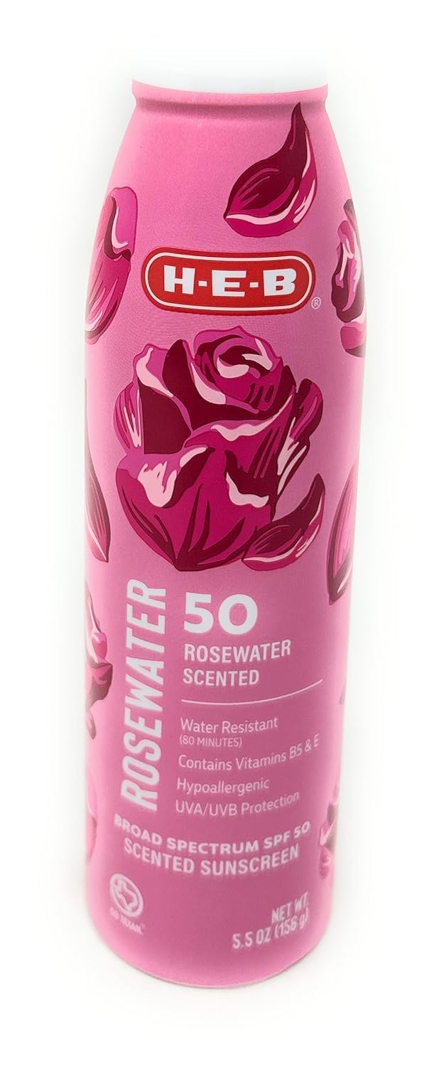 HEB Sunscreen Spray SPF 50 5.5oz Broad Spectrum  1 Bottle (Rosewater)