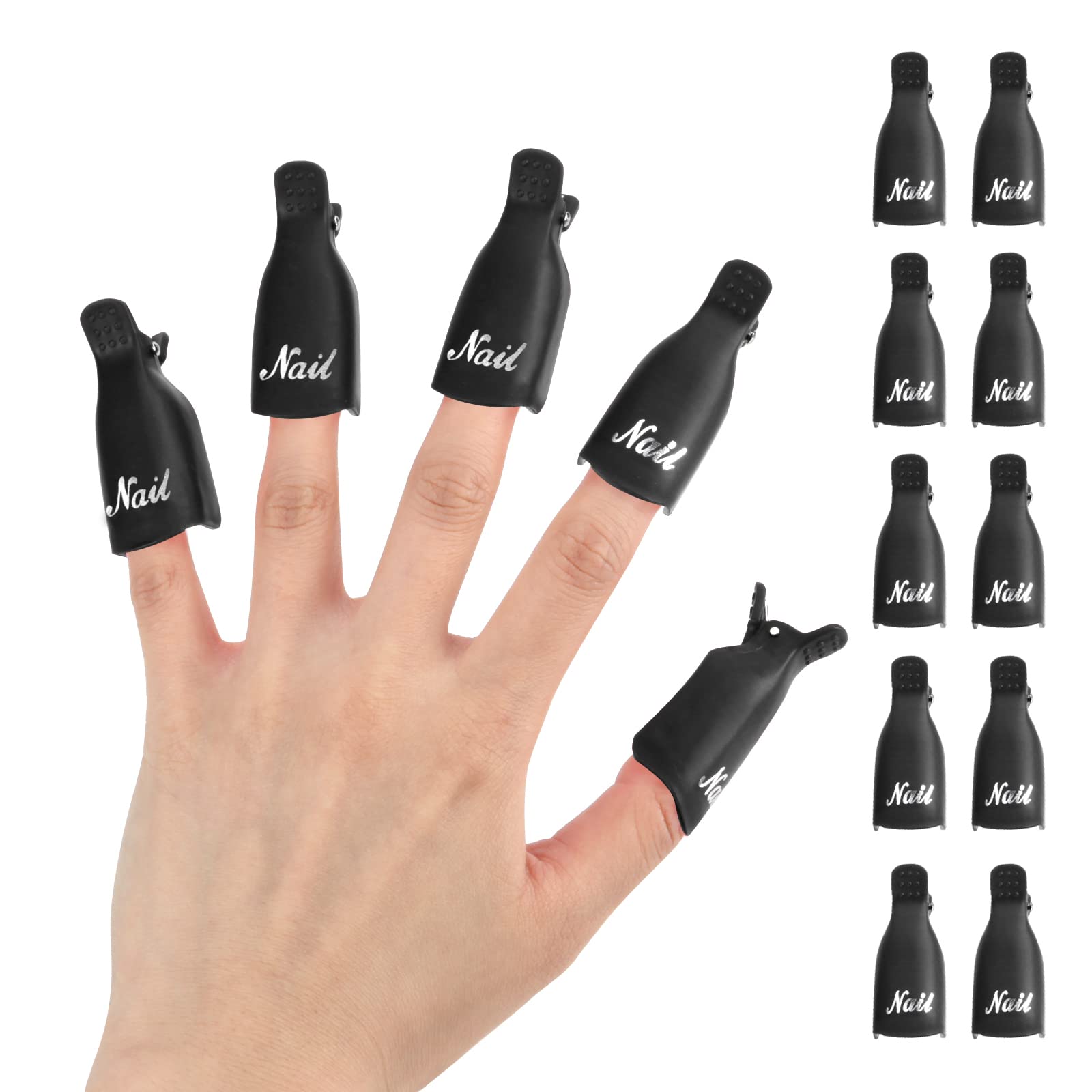 (black) 10Pcs Plastic Acrylic Nail Art Soak Off Cap Clip UV Gel Polish Remover Wrap Tool Gel Nail Polish Remover Clips for Finge