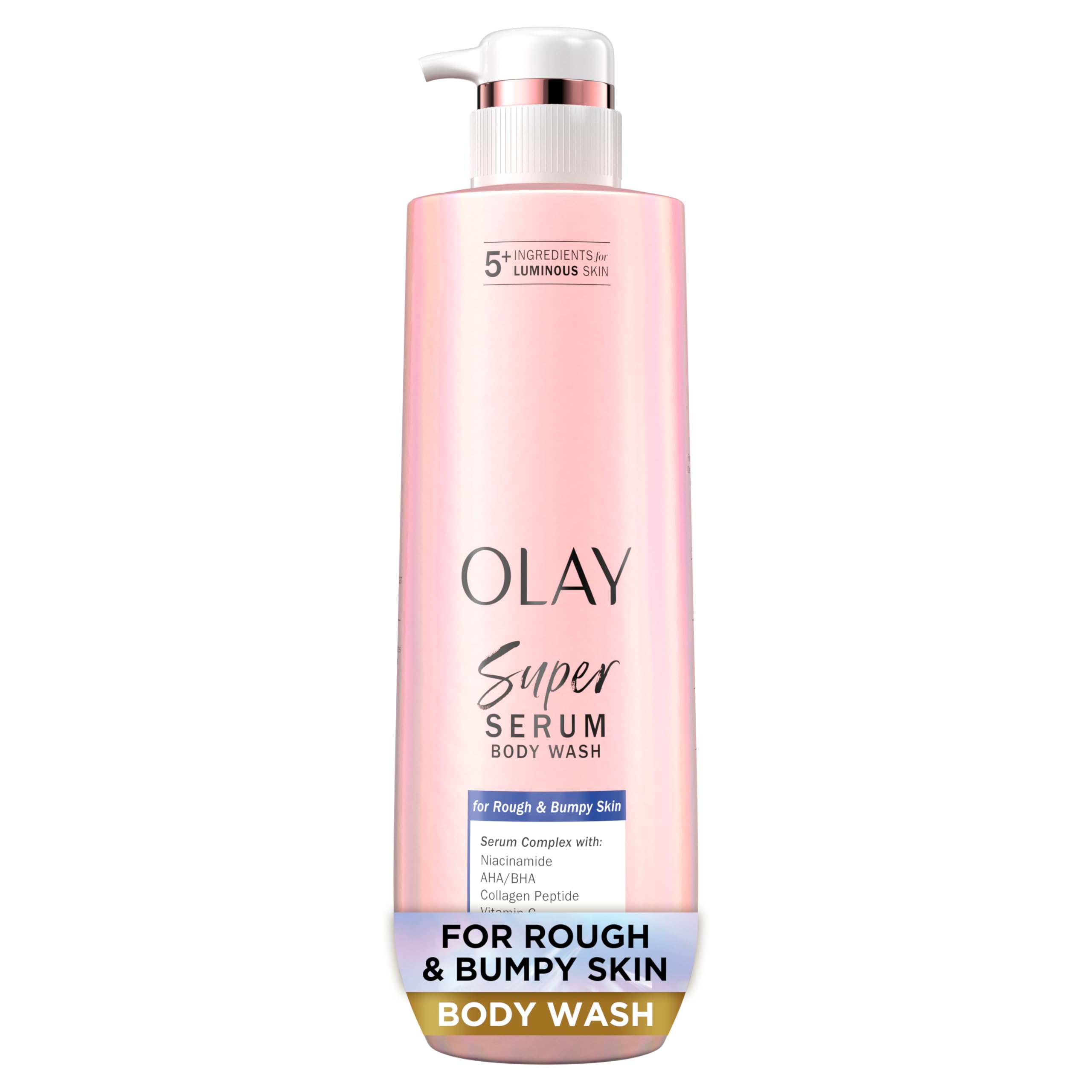 Olay Super Serum Body Wash for Rough & Bumpy Skin, Hydrating & Renewing Serum Complex with Exfoliating Minerals for Luminous Ski