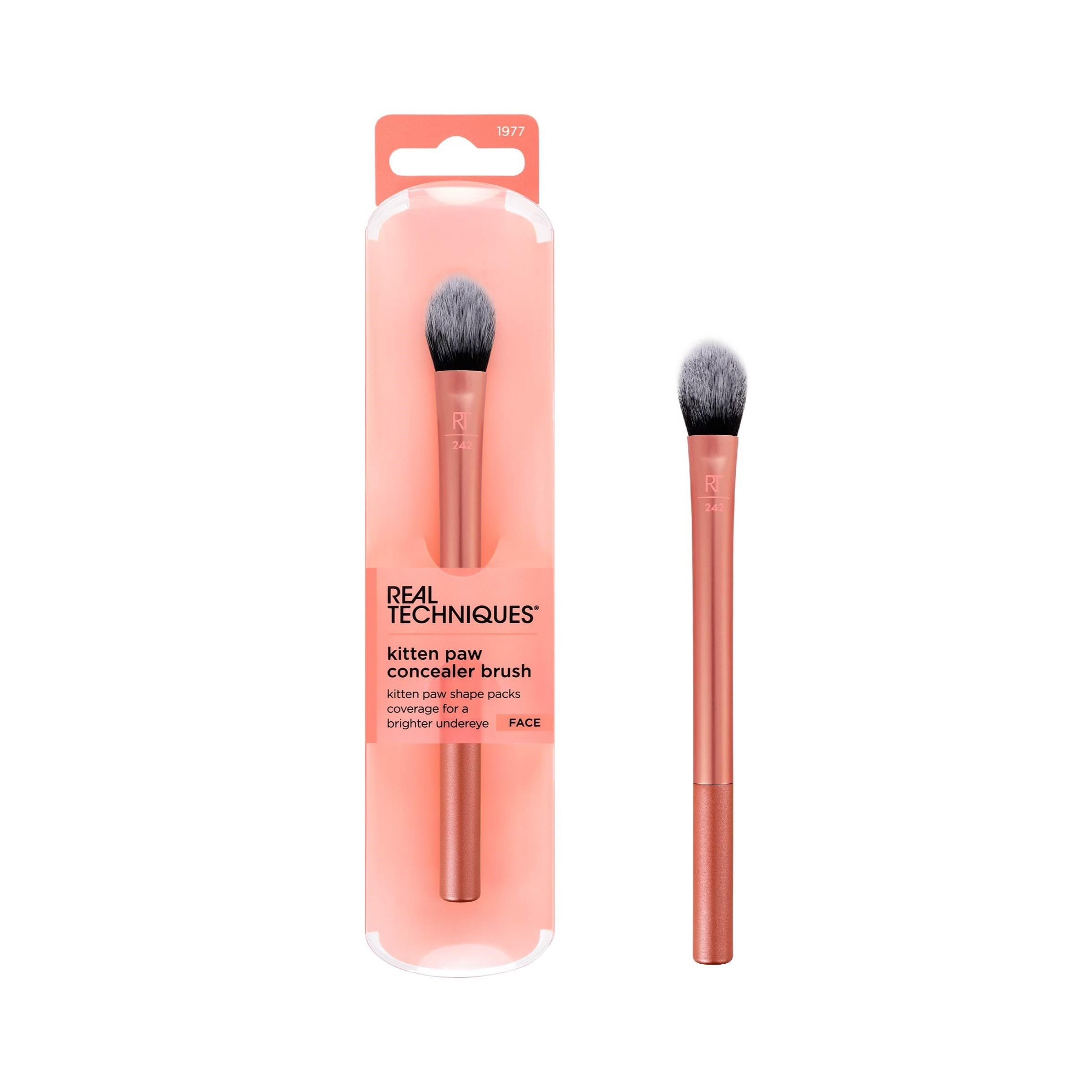 Real Techniques Brightening Concealer Makeup Brush, Viral Kitten Paw Brush Conceals Under Eyes, & Imperfections, Cover Dark Circ