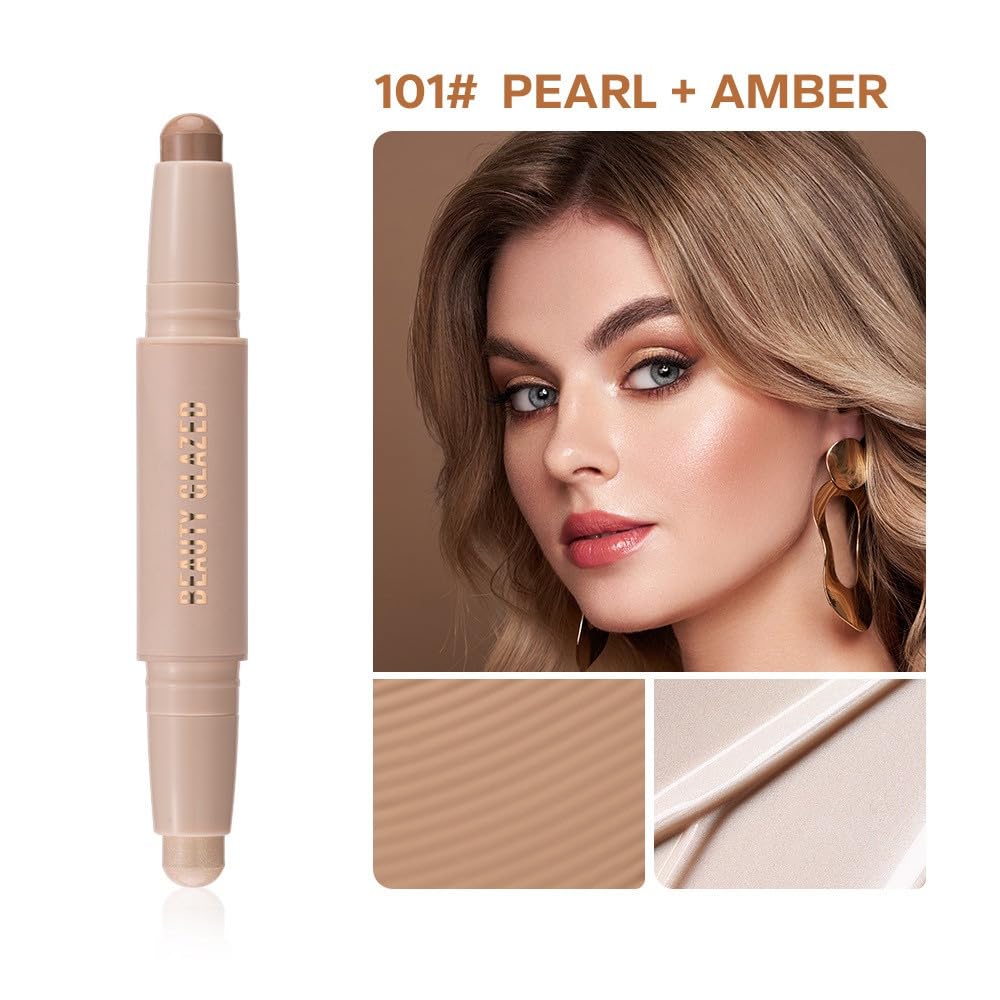 UOCK Double Head Contour Stick Set - Waterproof Highlight & Contour Cream, 0.04 Ounce, 01#Bronzer