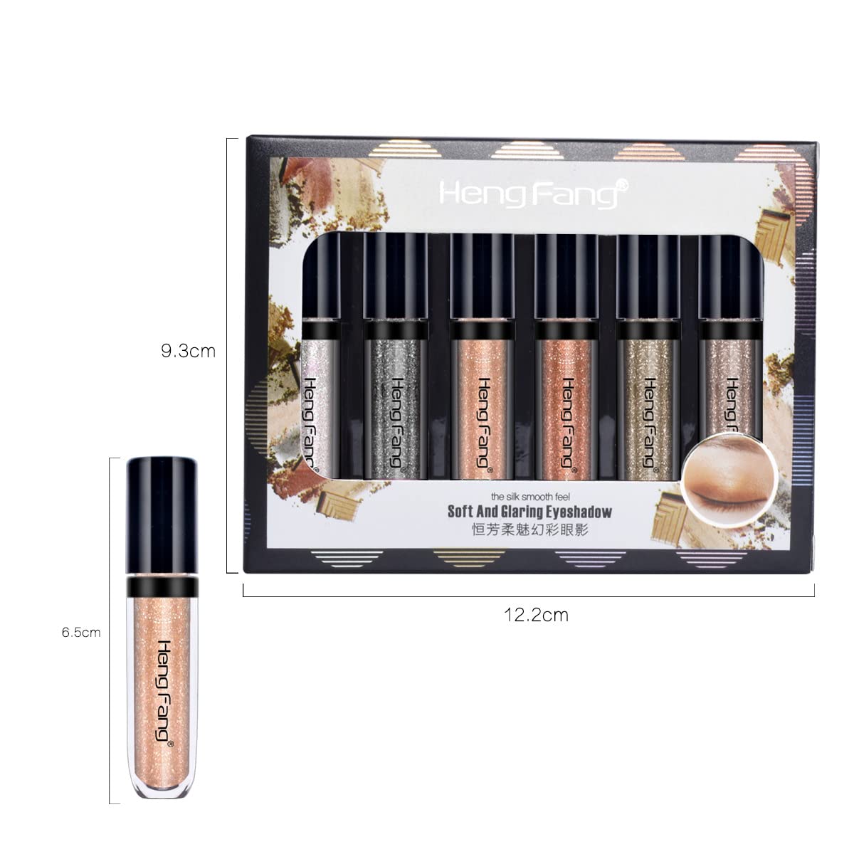 Lamuseland Glitter Liquid Eyeshadow, 6 Colors/Set Shimmer Metallic Shiny High Pigmented Eyeshadow Pencil Set, Long Lasting Water
