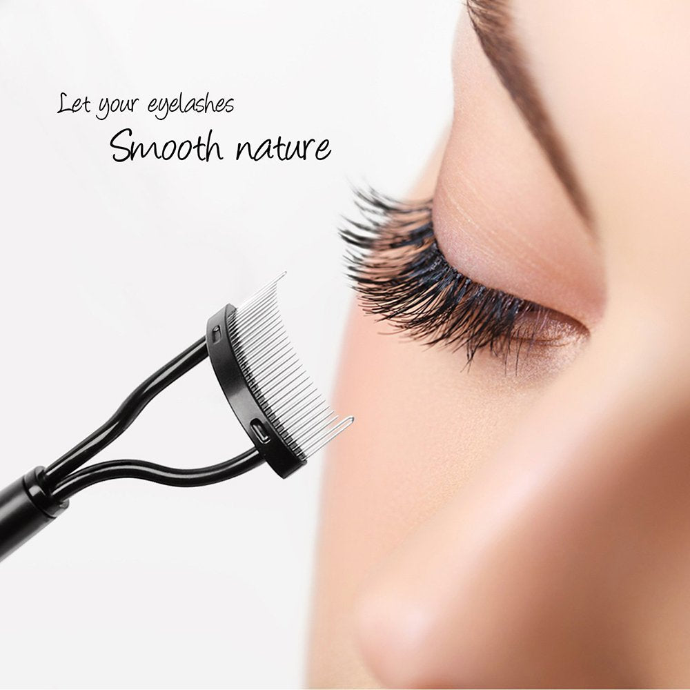 Pinkiou Eyelash Curlers with Comb and Eeylash Separator Set Professional Lash Curler with Built-in Comb Ergonomic Heart-Shaped H