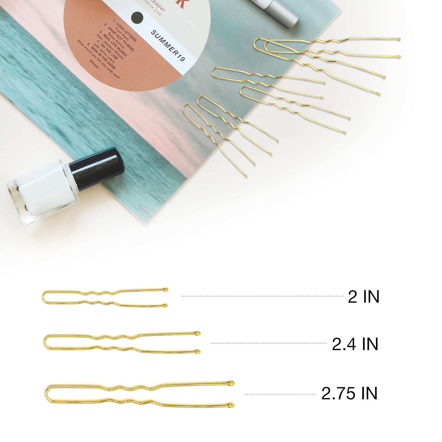 HOYOLS U Shaped Bobby Pins Blonde, Assorted Size U-Shaped Hair Pins, Metal Bun Clips for Buns Women Girls Hairstyle Updo Thin Th