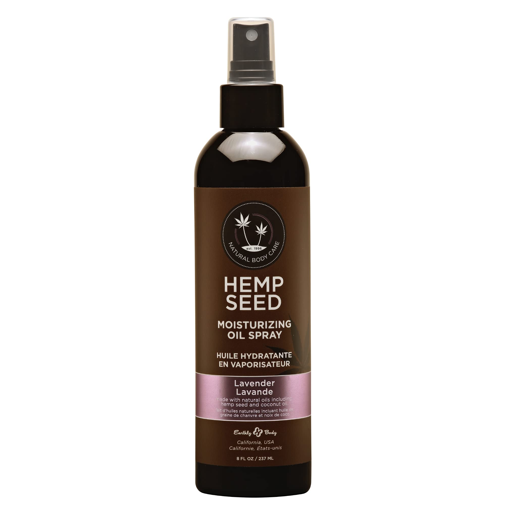Earthly Body Hemp Seed Moisturizing Oil Spray, Lavender - 8 oz - Smooth, Moisturize & Protect Skin - With Vitamin E + Hemp Seed,