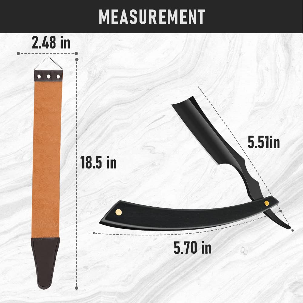 Straight Razor With Strope - Professional Straight Edge Barber Razor Premium Stainless Steel Shaver Razor With Shaving Strop For