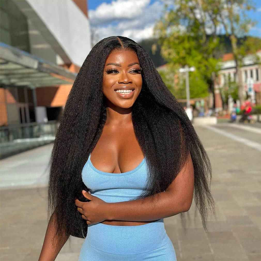 Domiso Wear And Go Glueless Wigs Human Hair Pre Plucked Pre Cut Kinky Straight 6X4.6 Hd Lace Front Wigs Human Hair For Women Beg