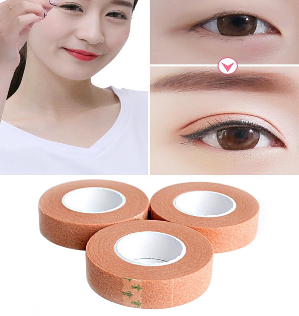 Upstore 3 Rolls 12.5Mm/0.49'' Width Skin Color Breathable Naturally Paper Invisible Slim Single Sided Double Eyelid Tape Self-Ad