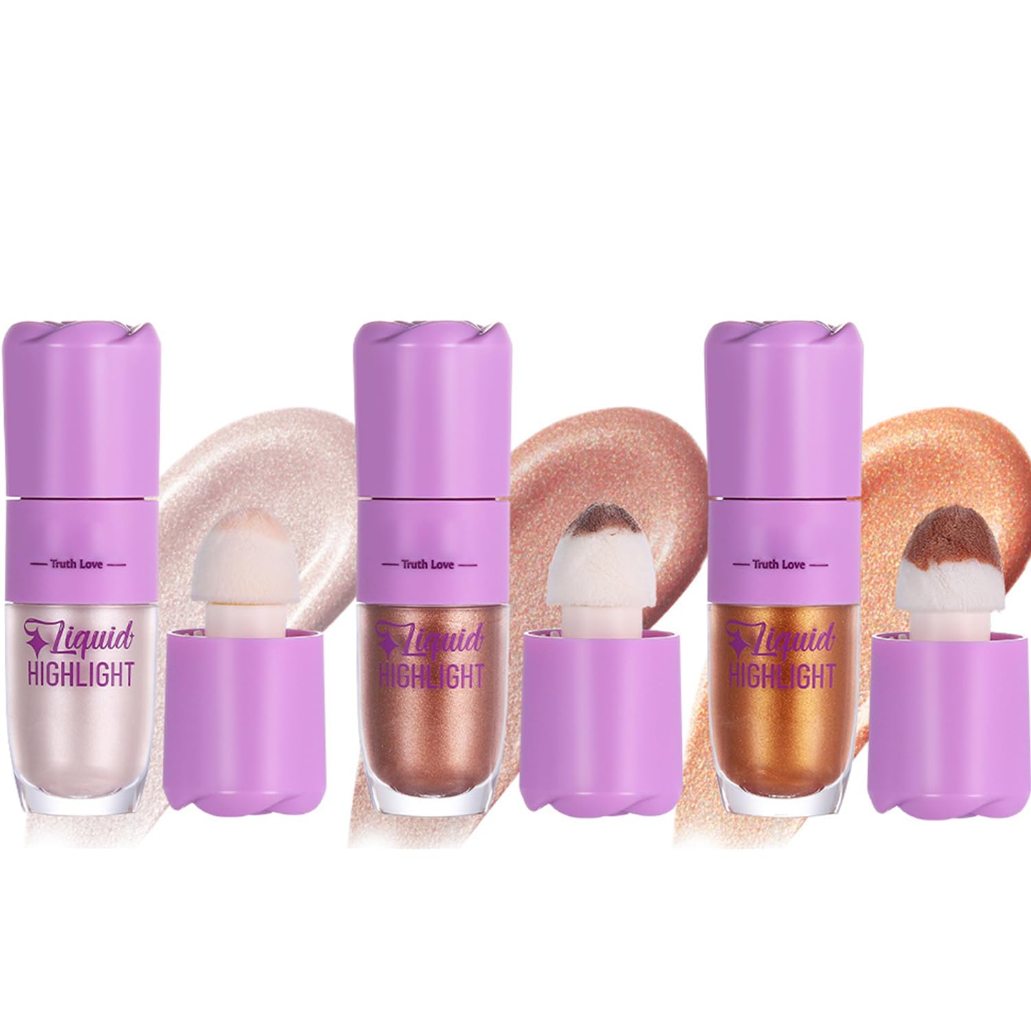 3 Color Liquid Highlighter & Contour Set  Liquid Bronzer & Shimmer Makeup for Face, Eyes & Body (Pearl White/Bronze/Gold), Buil