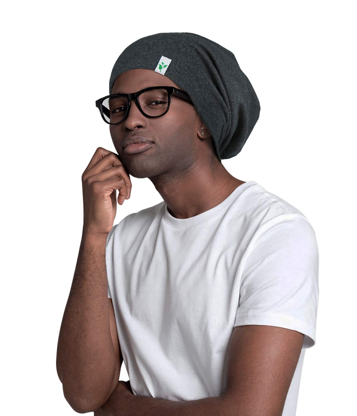 Winitas Silk Satin Bonnet For Mens With Curly Hair Adjustable Black