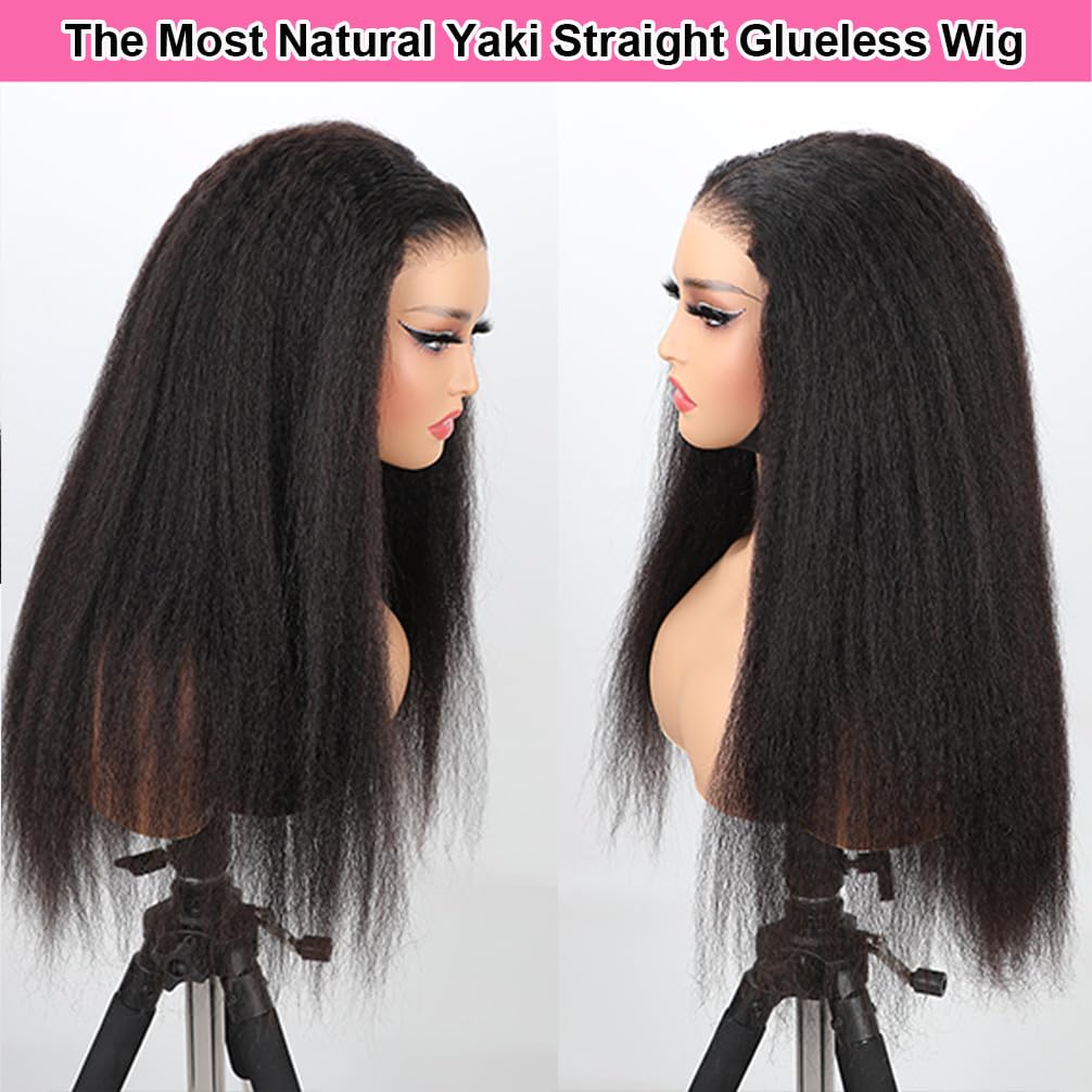 Domiso Wear And Go Glueless Wigs Human Hair Pre Plucked Pre Cut Kinky Straight 6X4.6 Hd Lace Front Wigs Human Hair For Women Beg