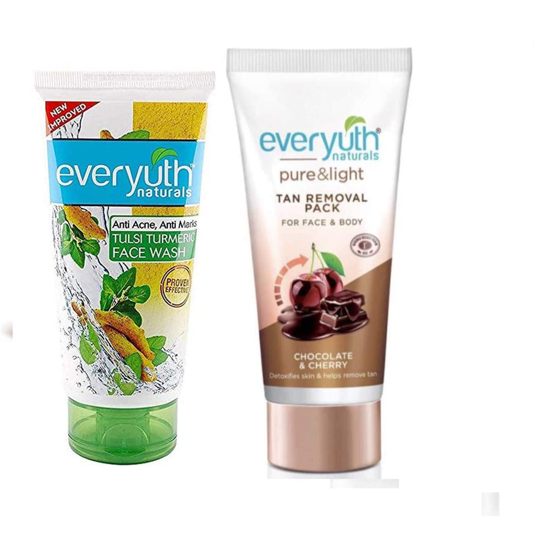 Everyuth Tulsi Turmeric Face Wash And 50G And Chocolate & Cherry Face Pack, 50Gm, Combo Pack