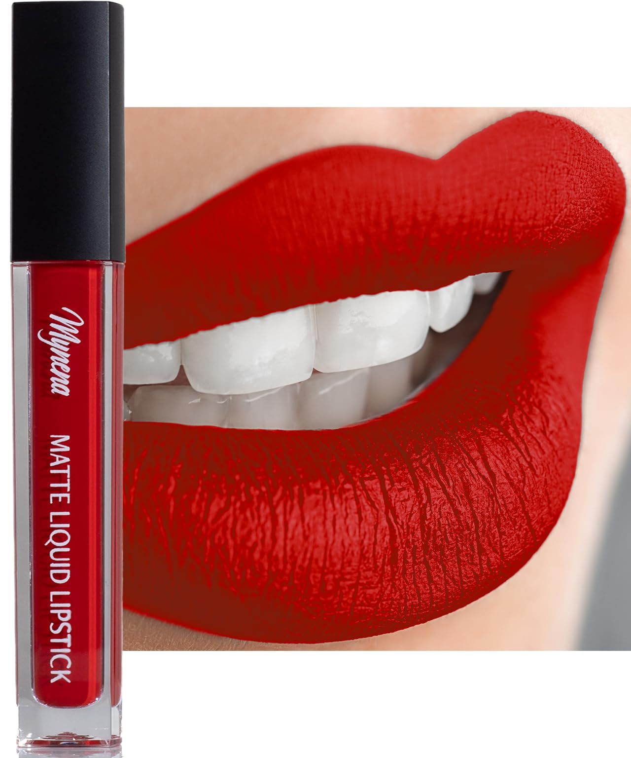 Mynena Orange Red Long-Lasting Matte Liquid Lipstick Intense Color Smudge-Proof & Waterproof Comfortable Hydrating Shea Butter V